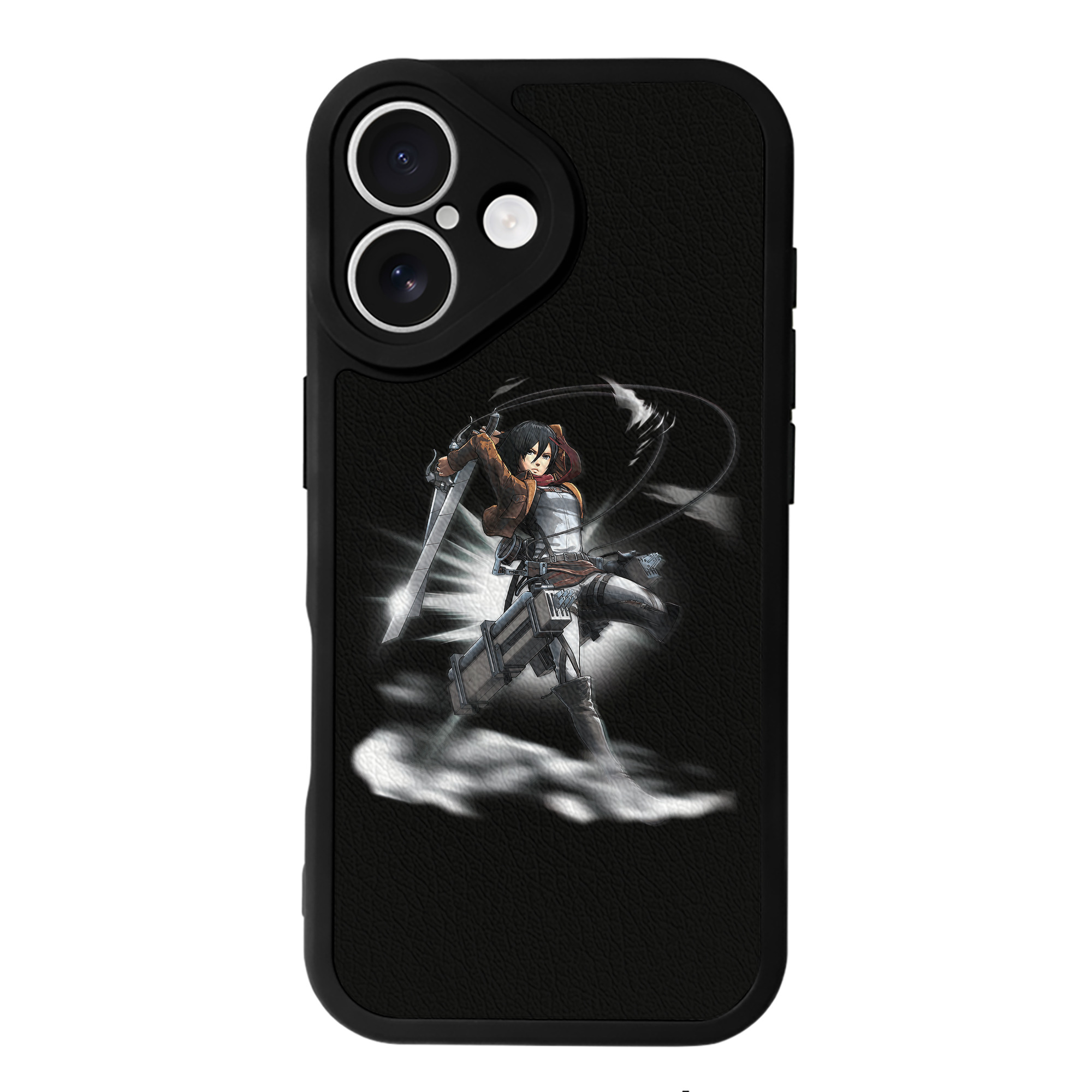 （画像用） 進撃の巨人 ミカサ·アッカーマン Attack on Titan Mikasa Ackerman 【iPhone 16シリーズ対応】シリコンスマホケース（レザー調） 材質：シリコン